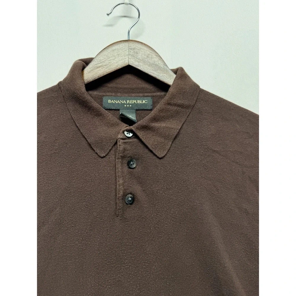 Banana Republic Polo Shirt Mens Medium Brown Cotton Performance‎ Golf Tennis